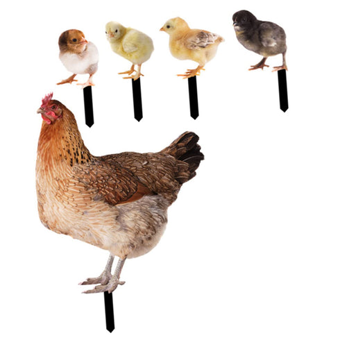 1 Set Hen Chick Ground Plug Yard Decor Yard Sign Simulation Chicken Insert Acrylic Chicken Stake Garden Chicken Decoration Courtyard Insert Garden...