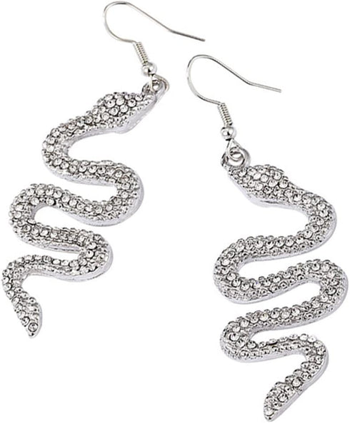 Punk Snake Serpent Long Drop Dangle Hoop Earrings for Women Girlfreind Vintage 14K Gold Silver Plated Rhinestone Beads Animal Earring Gothic Jewel...