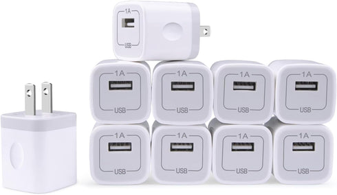 Charging Block for iPhone, Charger Box, USB Cube, NonoUV 10-Pack Single Port Wall Charger 1A/5V USB Outlet Plug Adapter Power Bricks for iPhone 15...