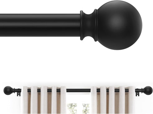 Matte Black Curtain Rods 18 to 60 Inches(1.5-5 Feet),5/8 inch Splicing Drapery Rods,Small Curtain Rods Set,Size: 18''-60'',Matte Black...