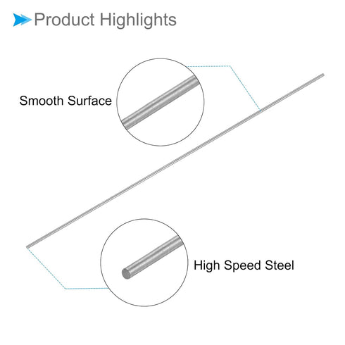 Round Steel Rod, 0.5mm Diameter 60mm Length, High Speed Steel Bar Stock Craft DIY Tool - (Applications: for Drill Lathes Boring Machine), 5-Pieces...