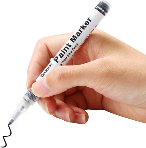 TZARROT White Paint Pen, 8 Pack 0.7mm Acrylic Paint Pens with 2 White 2 Black 2 Gold 2 Silver Permanent Marker for Wood Rock Fabric Metal Plastic ...