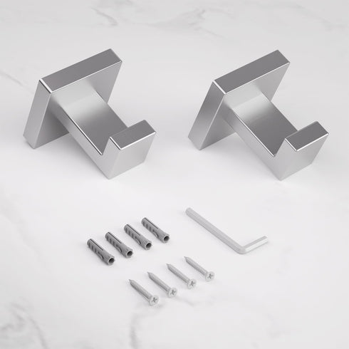HITSLAM Towel Hooks for Bathroom Wall Mounted, Brushed Nickel Bathroom Towel Hook, SUS304 Stainless Steel Robe Hook and Coat Hooks, Square Wall Ho...