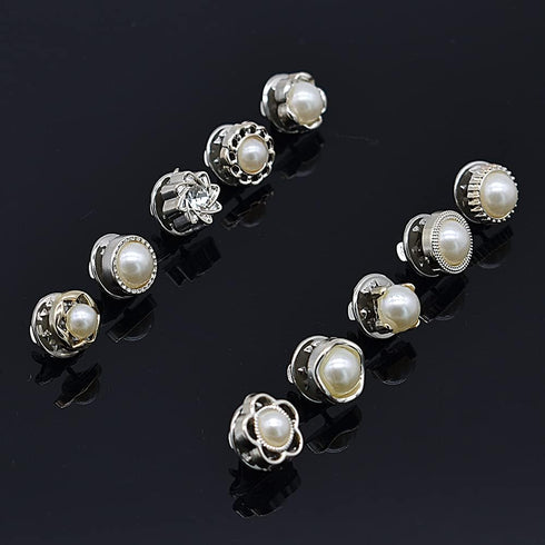 80Pcs 10 Styles Women Shirt Brooch Buttons Cover up Button Pearl Safety Brooch Pins Button for Clothing Dress Supplies Clothing Bags Accessories S...