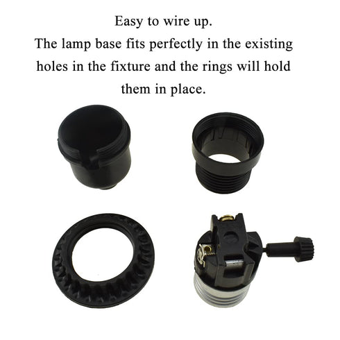 HAHIYO E26 Lamp Socket Screw in Mount Light Socket Bulb Holder Fixture Easy Wire Tighten Down Not Loose Twist PBT+ Plastic Maximum for Decor Table...