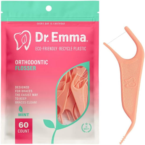 Orthodontic Flossers for Braces, Ortho Dental Floss Picks, Mint Flavor 60 Count/Bag, Pink, 1 Pack...