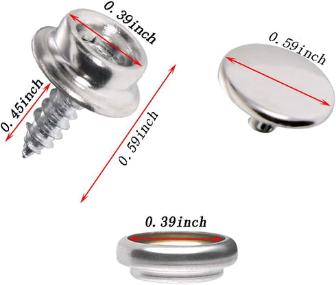 Mini Skater 4 Sets Fastener Screw Snap Stainless Steel Marine Grade Upholstery Boat Cover Button Fastener Kit for Furniture Canvas Fabric Boats Ou...