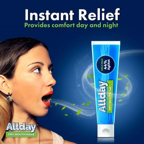 Allday Dry Mouth Gel - Maximum Strength Xylitol, Fast Acting, Non-Acidic (2 Tubes Inside One Box)...