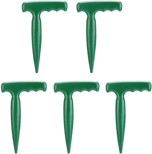 Oumefar 5Pcs Handheld Plastic Transplanting Widger Planting Tools Dibber Soil Digger Hole Punch Sowing Seeds Dispenser Garden Supplies Grip Seedli...