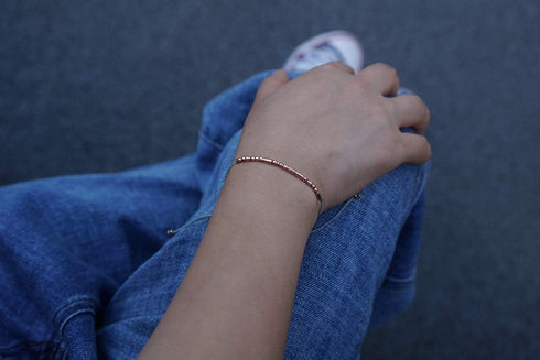 RareLove Aunt Morse Code Bracelets Best Aunt Christmas Gift Women Rose Golden Beads Grey String Bracelet...