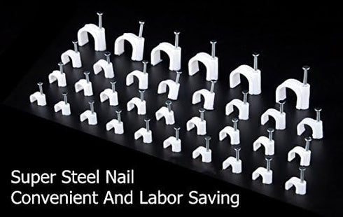Round Cable Wire Clips, RG6/RG59/CAT5/CAT6/RJ45 Electrical Ethernet Dish TV Speaker Wire Cord Tie Holder, Single Coaxial Nail Clamps (6mm + 8mm + ...