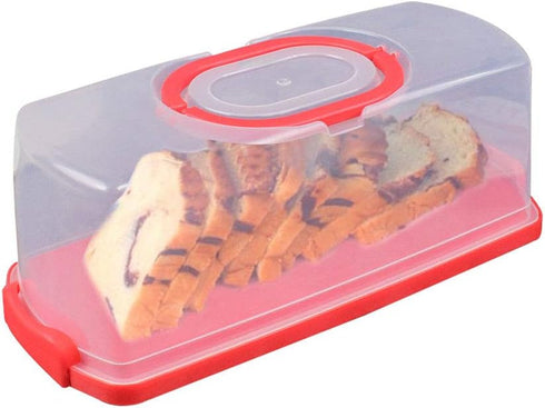 Portable Bread Box with Handle Loaf Cake Container Plastic Rectangular Food Storage Keeper Carrier 13inch Translucent Dome for Pastries, Bagels, B...
