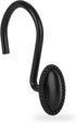 Shower Curtain Hooks, Set of 12, Black, Zinc, Rust Resistant, Decorative, Matte Black, Regular Size, Suitable for Standard Straight or Curved Show...