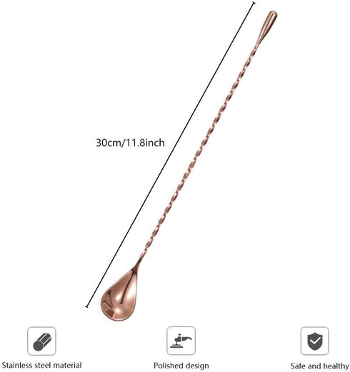 3Pcs 12 Inch Stainless Steel Mixing Spoon, Cocktail Spoon, Stirring Spoon with Long Handle, Bar Spoons and Stirrers for Mixing and Layering Drinks...