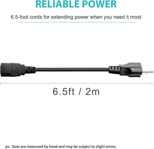 6FT 3 Prong Universal Power Cord Computer Monitor Cable C13 Plug for Dynex TV, ION Block Rocker Speaker, Superfit, BowFlex, Sole F63 F80 Treadmill...