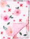 Baby Minky Blanket - Double Layer Soft Plush, Toddler to Newborn, Pink Floral, 30 X 40 inches...