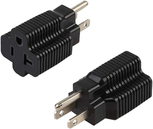 (2PACK) Nema 15 Amp to 20 Amp Plug Adapter ETL Listed NEMA 5-15P to 5-15/20R (Comb 20Amp T Blade) 15 Amp Household Plug to 20 Amp T-Blade AC Power...