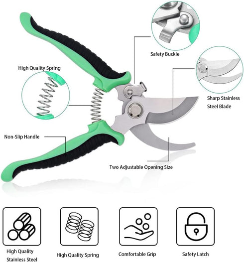 Leize Garden Pruning Shears, Premium Multi-Function Antiskid Stainless Steel Floral Shears, Thickened Pruner for Flowers, Branches and Leaves (Red...