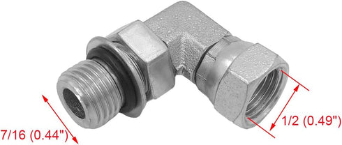 (2-PACK) 6901-04-04-NWO Hydraulic Hose Adapter Fitting 1/4"Male Adjustable Nut O-Ring Boss(7/16"-20UNF)×1/4"Female Swivel(1/4"-18NPSM)90° Elbow SA...