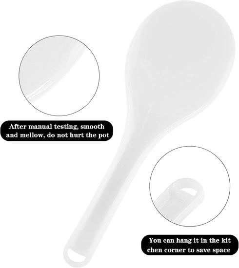 2PCS Plastic Rice Paddle Spoon Rice Scoop, Non-Stick Rice Spatula Rice Cooker Shovel Rice Serving Spoon 7.87 Inch (White E)...