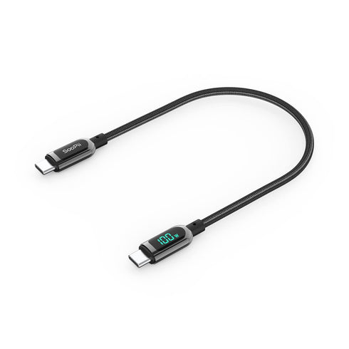 SOOPII 100W 1ft USB C to USB C Cable Fast Charge, Nylon Braided Cable with LED Display for lPhone 15/15 Pro/15 Plus/15 Pro Max,lPad Air,MacBook Pr...