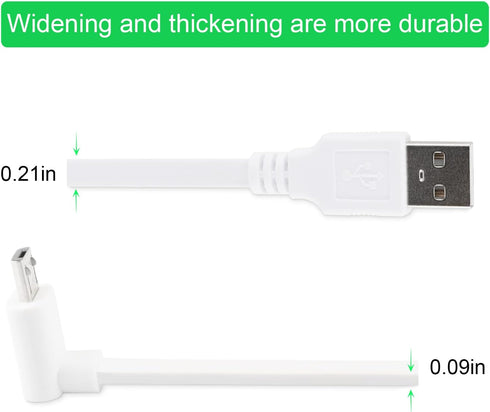 LEFXMOPHY 2-Pack 20ft Power Cord for Wyze Cam Pan V3 Extension Cable 90 Degree L-Shape Connector Micro USB Right Angle White Charging Wire......