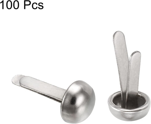 PATIKIL 6x12mm Mini Brads Paper Fasteners, 100 Pack Round Brads Fastener for Art Crafting Decorative Scrapbooking Cards DIY, Silver Tone...