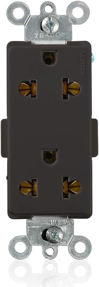 Leviton 5835-E Decora Plus Straight Blade and Europlug Receptacles, Commercial Specification Grade, 16 Amp, 250 Volt, Black...