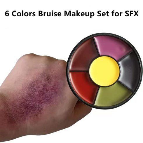 Go Ho 6 Colors Bruise Makeup Set for SFX,Bruises Wheel for Body Oil Paint Theatrical Halloween Fevstival,Face Paint Makeup Materials for Special E...