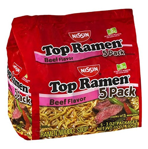 Nissin Top Ramen Beef Flavor - 5 CT...