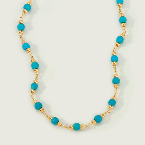MEVECCO Gold Round Turquoise Beaded Bracelets,14K Gold Plated Handmade Cute Dainty Bracelet for Women...