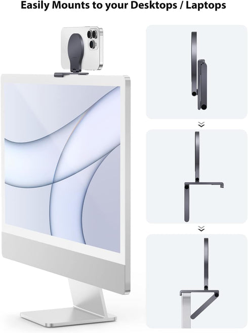 Stouchi Continuity Camera Mount for Desktop Monitor, iMac Compatible iPhone Webcam Mount with Mag-Safe for Mac Desktops and Displays, Apple TV 4K...