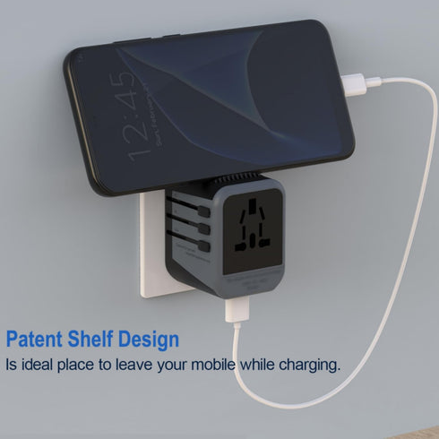European Travel Plug Adapter, Black Universal Wall Charger with 2 USB A Ports 2.4A International Travel Adapter 5 Outlets LED Indicator for EU US ...