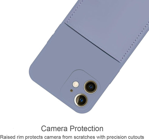 Ultra Slim Liquid Silicon Gel Case Compatible for iPhone 12 Mini 5.4 inch 2020 with Card Holder Sleeves Slot Anti-Scratch Shockproof Wallet Cover ...