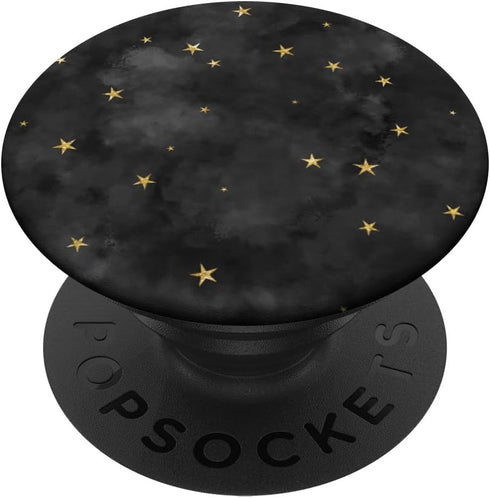 Starry Night Galaxy Tiny Golden Stars on Smoky Charcoal Gray PopSockets PopGrip: Swappable Grip for Phones & Tablets PopSockets Adhesive PopGrip...