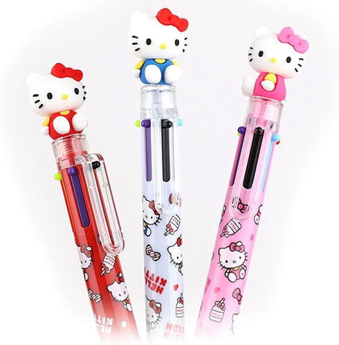 0.7mm 6-Color Multicolor Ballpoint Pen w/Cat Face Figure 1PC (Red)...