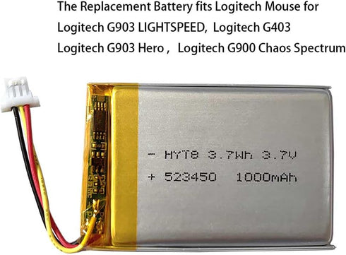 AOLIKES 523450 Baatery 3.7v 1000mAh Battery Replacement for Logitech Mouse fits G903 Lightspeed, G403, G903 Hero, G900 Chaos Spectrum Gaming Mouse...