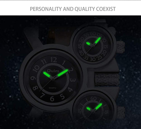 1167 Mens Top Brand Multi-Function 3-Movt Quartz Leather Wrist Watch...