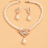 Elegant Brides Pearl Choker Necklace Pearl Drop Dangle Earrings Crystal Rhinestone Choker Wedding Jewelry Set for Brides Bridesmaid...