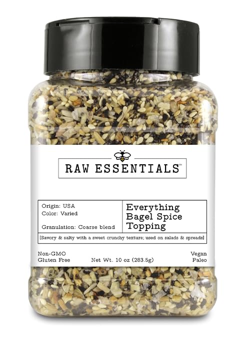 Everything Bagel Seasoning - XL 10 Ounce Bottle - Yummy Blend of Onion, Garlic, Salt and Poppy Seeds - Great on Bagels, Toast, Salads and Spreads ...