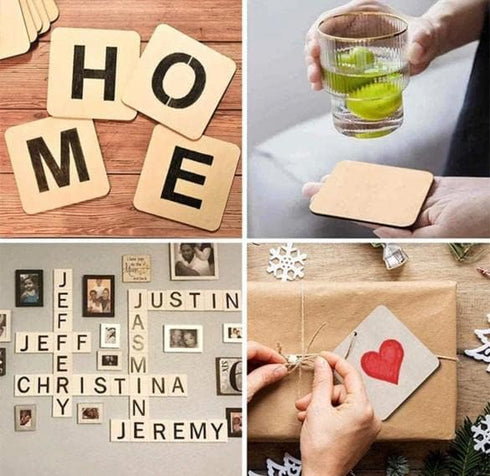 Natural Pine Wood MDF Board Square - Smooth Surface for Painting and Decorating, Ideal for DIY Crafts and Home Decor Projects (3 Inches, 4)...