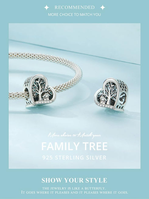 Family Tree of Life Charms Sterling Silver Home Charms fit Pandora Bracelet Jewelry Beads Gifts for Women...