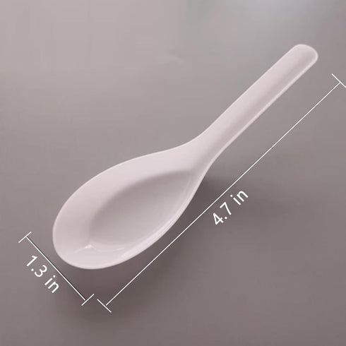 Disposable wihte Plastic Spoons, 50 PCS Asian Soup Spoons,Chinese Spoons,tasting spoon,front dish spoon,Plastic Cutlery(White flat bottom)...