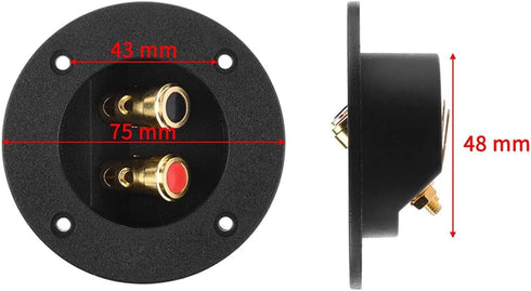 1 Pair 3-Inch Double Binding Round Gold Plate Push Spring Loaded Jacks Speaker Box Terminal Cup...