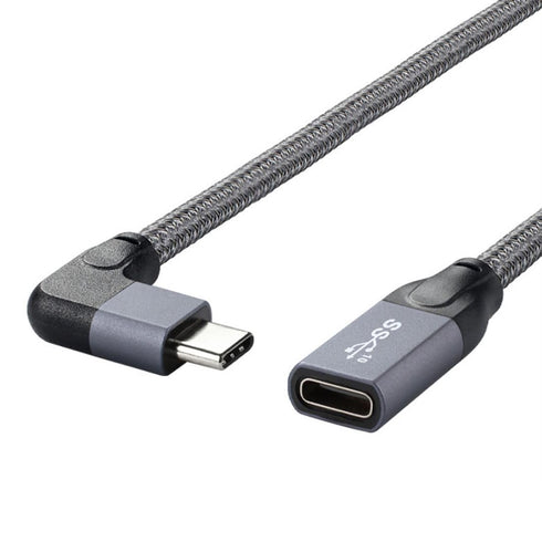 chenyang USB C Extension Cable USB 3.1 Gen 2 Type C Male to Female Fast Charging Data Transfer 90 Degree Angled Extension Nylon Braided Cable 0.2M...