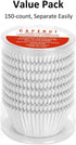 Caperci White Foil Cupcake Liners Standard Muffin Wrappers 150-Pack - Premium Greaseproof & Sturdy Cupcake Papers for Baking...