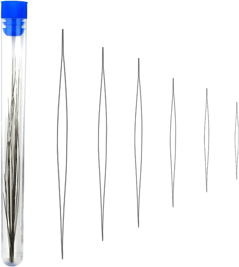 18 Pcs Beading Needles Set, 6Sizes Big Eye Beading Needles with Needle Bottle for Jewelry Making...