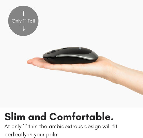 Macally Wireless Bluetooth Mouse for Mac, MacBook Pro/Air, iPad, and PC - Quiet Click and Comfortable Wireless Mouse - Compatible Wireless Apple M...
