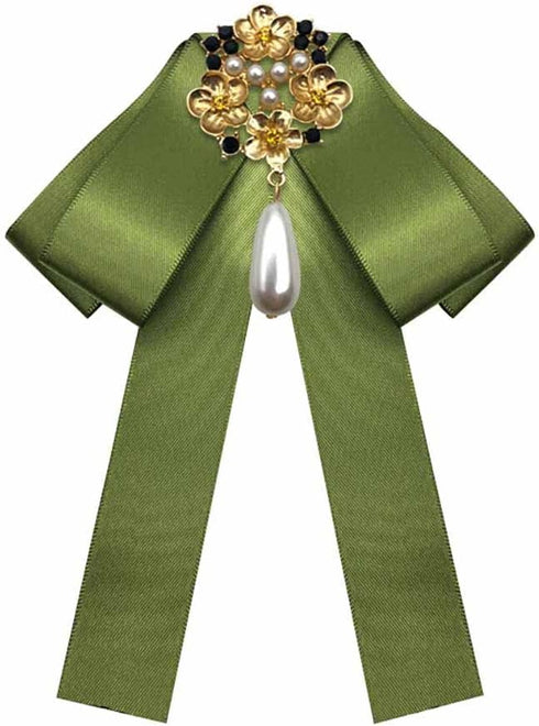 Womens Bow Tie Brooch Ribbon Bowknot Brooch Pins Crystal Pre Tied BowTie Collar Neck Bow Brooch Pins...