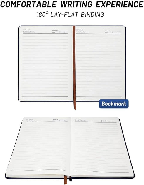 Journal Notebook, Diary Journals for Writing Travel Daily Work - Lined, 5.7” x 8.5”, Hardcover, Leather (Black)...